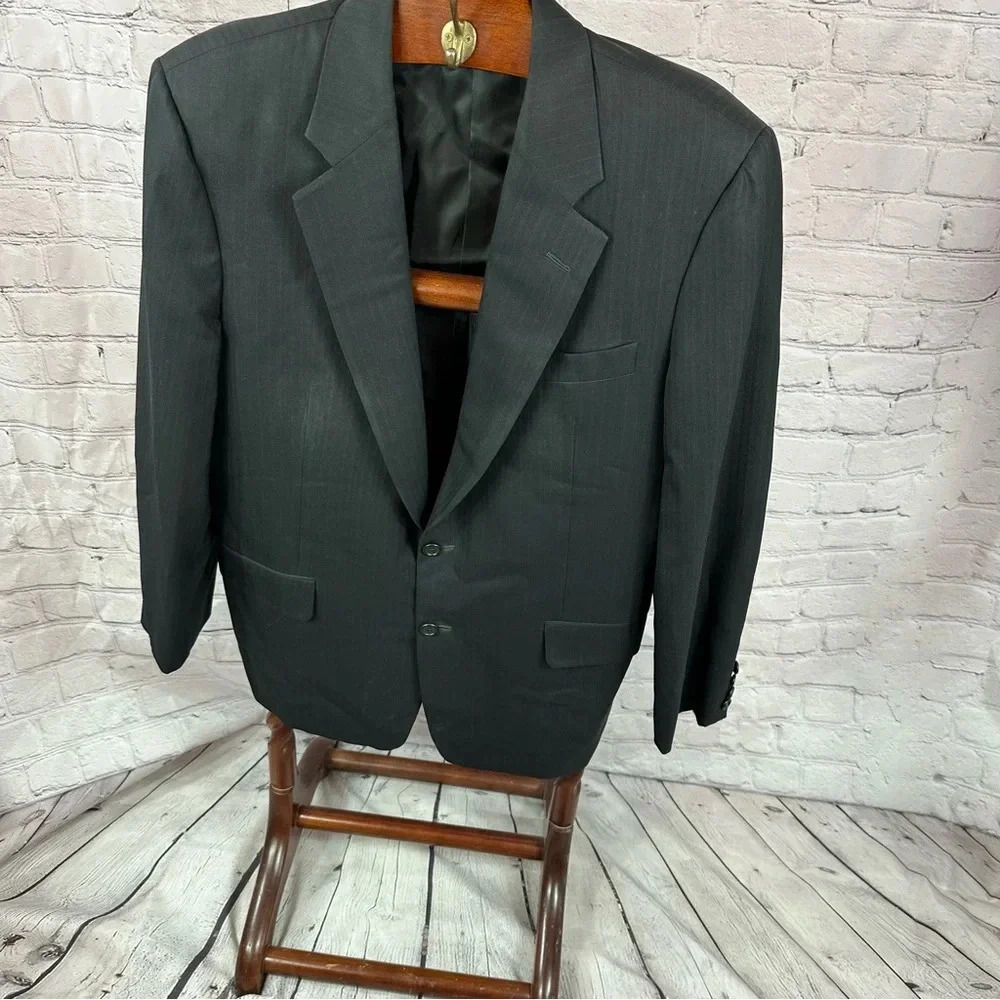 Hickey freeman customized clothes black wool cashmere sports coat blazer 42R